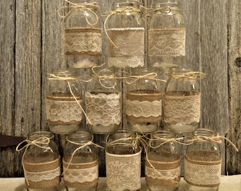 Wedding Centerpieces, Bridal Shower Decorations, Burlap Mason Jars, No Jars, Mason Jar Wedding, Baby Shower Decorations, Rustic Centerpieces