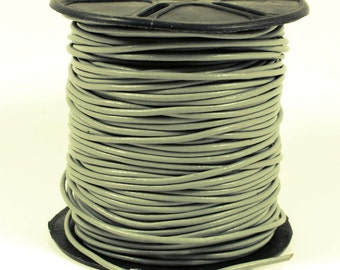 Gray Leather Cord, 2mm, Lead Free, Genuine Leather Cord, Round Leather Cord