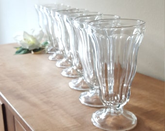 8 Ice Cream Parlor Soda Fountain Glasses~Root Beer Float Glasses~Ice Cream Sundae Cups~1970s Malt Cups
