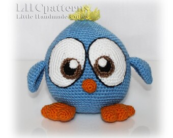Blue Bird Crochet PDF Pattern, Cute Bird Amigurumi Pattern