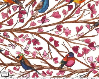 Garden Wall - Wing Song Multi White by Laura Gunn from Michael Miller