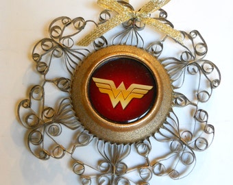 Wonder Woman Ornament from Recycled Aluminum Can