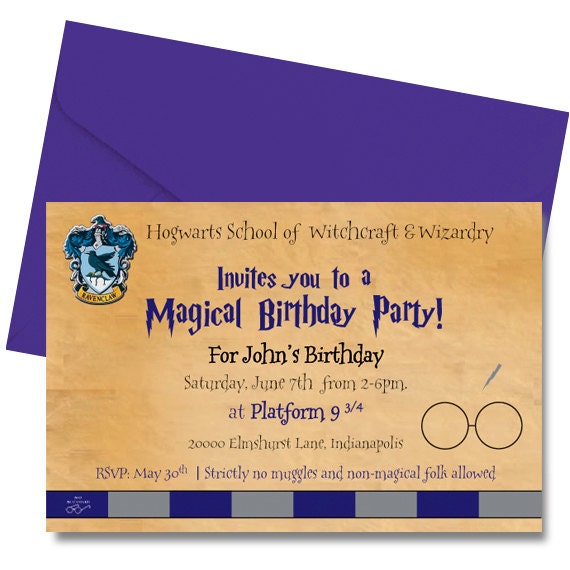 Ravenclaw Invitation Custom Birthday Party Invitation