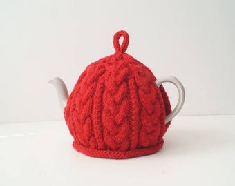 Knitted Red Tea Cosy Cover - BAILEY