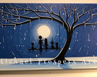 Tribute to A Nightmare before Christmas We were meant to be #7 - 12 x 24, acrylic on canvas, ORIGINAL by Michael H. Prosper