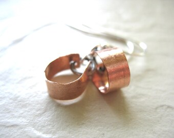 Copper Earrings, Copper Metalwork Earrings, Handmade Metalwork Copper Jewelry, Copper Hoop Earrings, Made In The USA, luminous creation