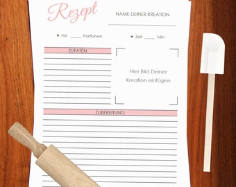 Rezeptvorlage zum Drucken // Printable recipe template // Kochbuch selber drucken // Backrezepte // Kochrezepte downloaden