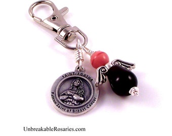 Saint Agatha Healing Saint Angel Charm Patron Saint of Breast Cancer Patients and Survivors