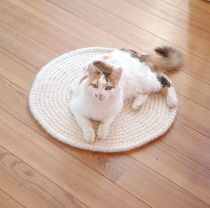 Cat Mat crochet cat bed wool cat bed crochet round rug