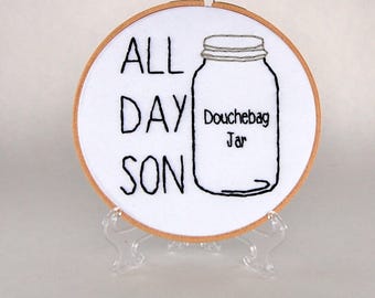 New Girl Hoop Art- Schmidt - All Day Son - Douchebag Jar - Jessica Day - 6 inch