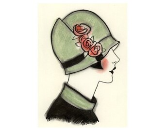 Art Deco print - art print . Art Deco Millie 8.3" X 11.7" print