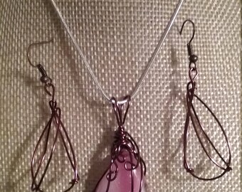 Fused Glass Necklace and Earring Set