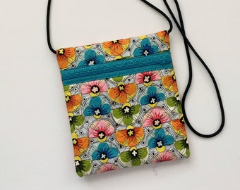 Colorful Crossbody Bag, Floral Crossbody, Zipper Crossbody Bag, Turquoise Crossbody Bag, Hipster Bag, Crossbody purse, Quilted Crossbody bag