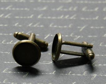 2 blank cuff links bronze 26x14mm