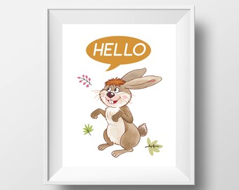 Nursery Art Print - 8x10'' - Children wall art, nursery quote, typography, rabbit family - UNFRAMED
