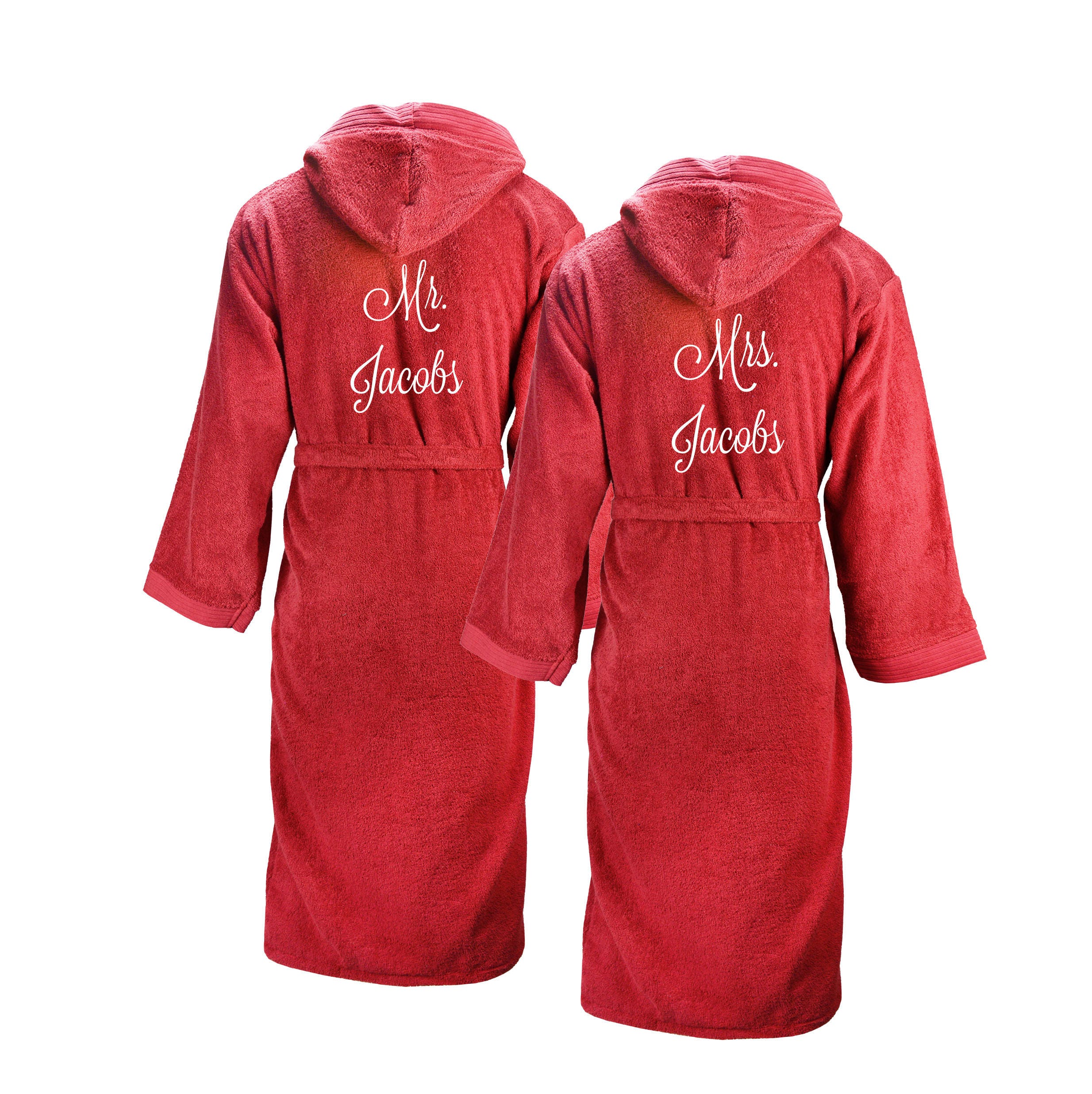 Matching Hooded terry bathrobes Mr. and Mrs. matching
