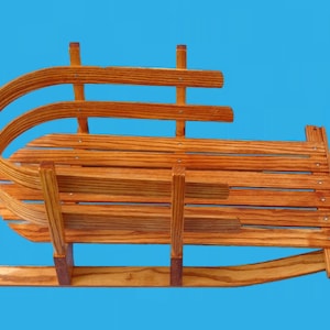 hand made sled-ash wood boiled and bent to shape,stained and poly added-sled 1