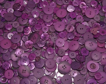 50 Purple Buttons, Grape, Assorted sizes, Grab Bag Crafting Jewelry (566)