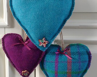 Harris Tweed Hearts - Set of three