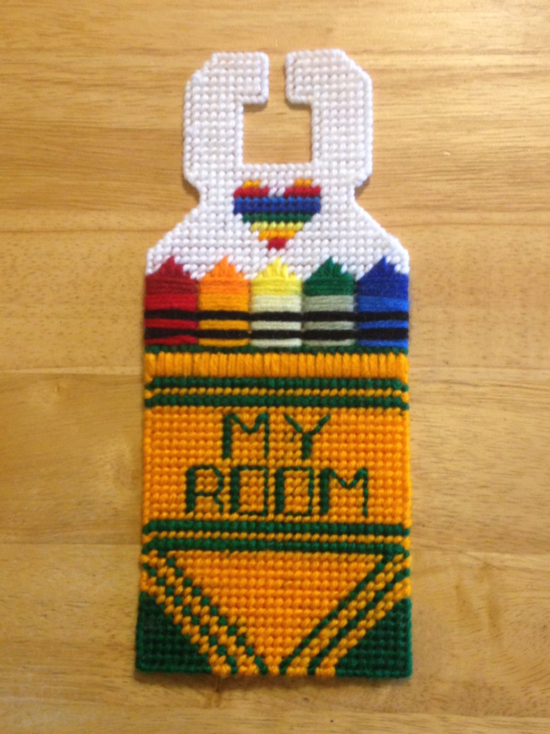 Plastic Canvas Door Hanger // My Room // Gift for Kids