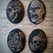 Antiqued Zombie Skull DAY of the DEAD Sugar Skull Skeleton Cameo Cab Cabochon Dia de los Muertos Skull Black grey 40x30mm 1 piece