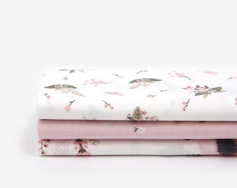 Quarter Fabric Pack Set of 3 Patterns Cotton for Quilting Patchwork Sewing DIY Projects Dailylike Little Bride (082)