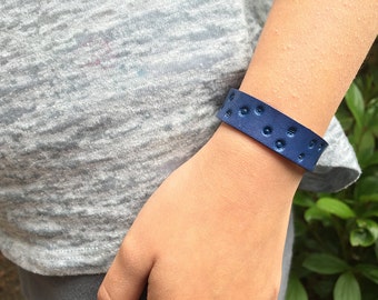 Kids leather diffuser bracelet - tooled design on leather - personal diffuser bracelet for aromatherapy - you pick the color!