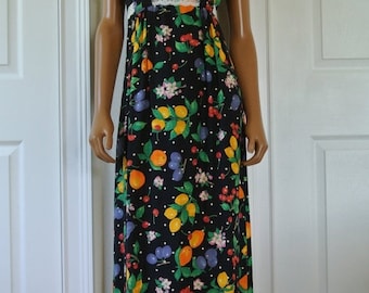 ON SALE 1990s Midi Dress Fruit Novelty Grunge Dress by XOXO Size M