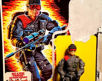Vintage GI Joe Action Figure, Low Light the Sniper - He Sees In The Dark, 1980s Hasbro GI Joe , GI Joe Toy, w/Uncut File Card!