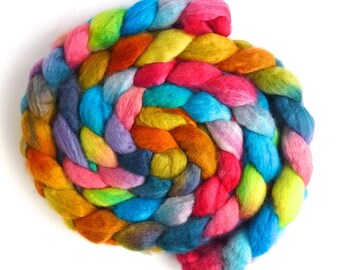 Toy Bin, BFL Wool Roving - Hand Painted Spinning or Felting Fiber