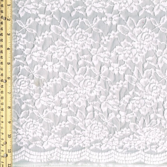Off White Scalloped Lace Fabric by the Yard Wedding Bridal