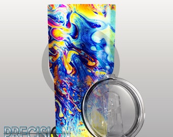 Oil Slick Printed Stainless Steel Tumbler - Mechanic - Biker -Yeti - Ozark - RTIC - Hydro Dip