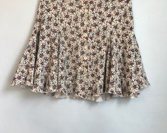 Ribbed Rose Flouncy Button up Skirt