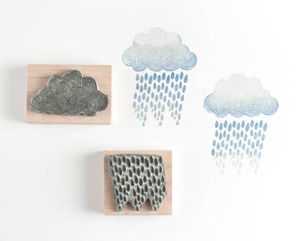 Cloud and Rain Rubber Stamps