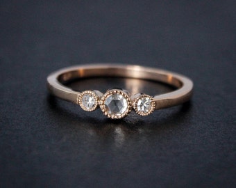 Rose Gold Diamond Ring - Rose Cut Diamond - Non-Traditional Engagement Rings