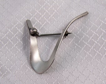BEAU Mid Century Modernist Brushed Sterling Brooch