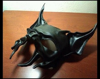 MADE TO ORDER- Leather Bat Mask by ParkersandQuinn.Wearible Art, Display, Masquerade,Mardi Gras,fetish, Theme party