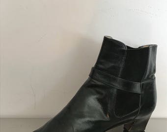 Women's Vintage Ankle Boots / Salvatore Ferragamo Black Leather Ankle Boots / Vintage Ferragamo Boots