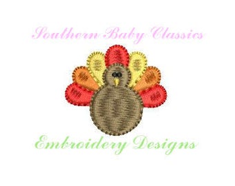 Turkey Thanksgiving Mini Satin Fill Design File Embroidery Machine Monogram Add On Instant Download