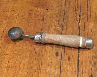 Antique Vintage Kitchen Melon Baller with Wooden Handle