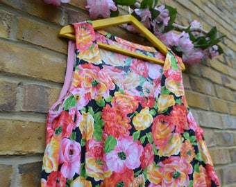 Vintage Colourful Floral Shift/Smock Dress