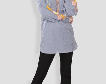 Hoi Polloi Embroidered Gingham Check Tunic Top