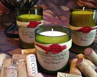 Soy Candle recycled Wine Bottles