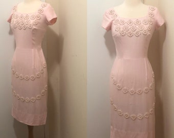 1950's-1960's Embroidered Beaded Wiggle Dress