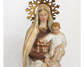 Vintage Virgin Mary Statue - Antique Virgin Mary Statue - Our Lady of Carmen - Religious Statue Religious Collectors - Madonna Statue (VL)