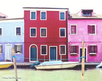 Italy Photography Print, Italian Wall Art, European Travel Picture, Burano Island, Bedroom Wall Decor Bathroom Decor Horizontal Italy Photo