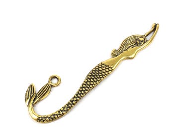 5 Gold Mermaid Book Mark Blank, Beading Bookmarks, 82mm x 21mm BK27
