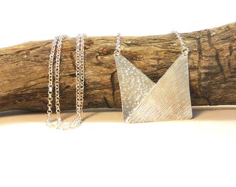 Geometric silver necklace, Long silver necklace, Designer jewlery, Statement necklace, Statement jewlery, Simple necklace, Big necklace, you