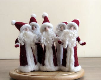 Needle felted Santa Claus Waldorf inspired Christmas home decoration