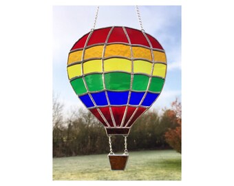 Handmade Stained glass Hot air balloon suncatcher decoration